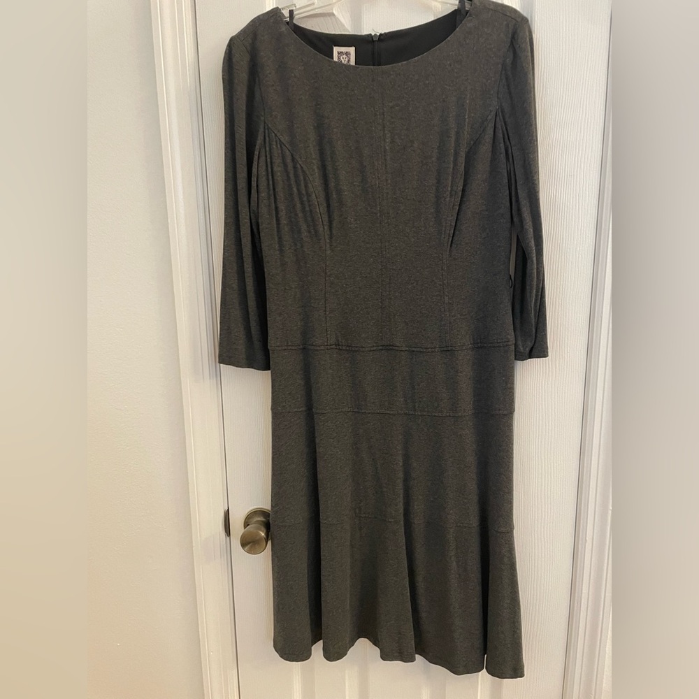 Anne Klein Solid Dark Grey Dress